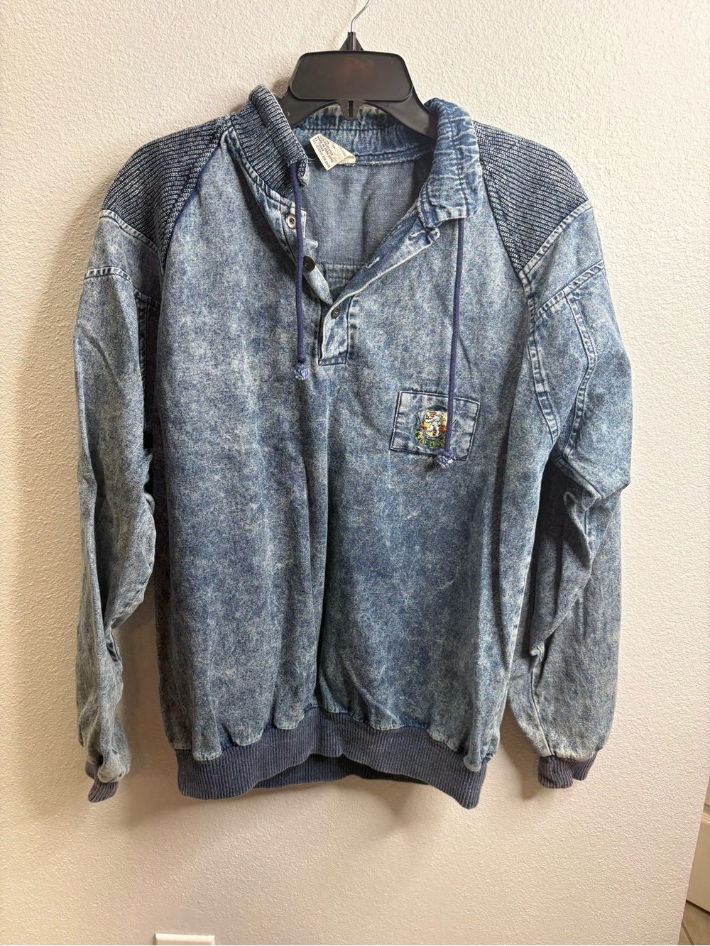 Stay Tuned Vintage Medium Denim Pullover Top